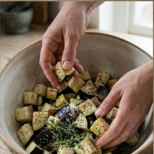 Step 4: Season the eggplant Step 4: Season the eggplant